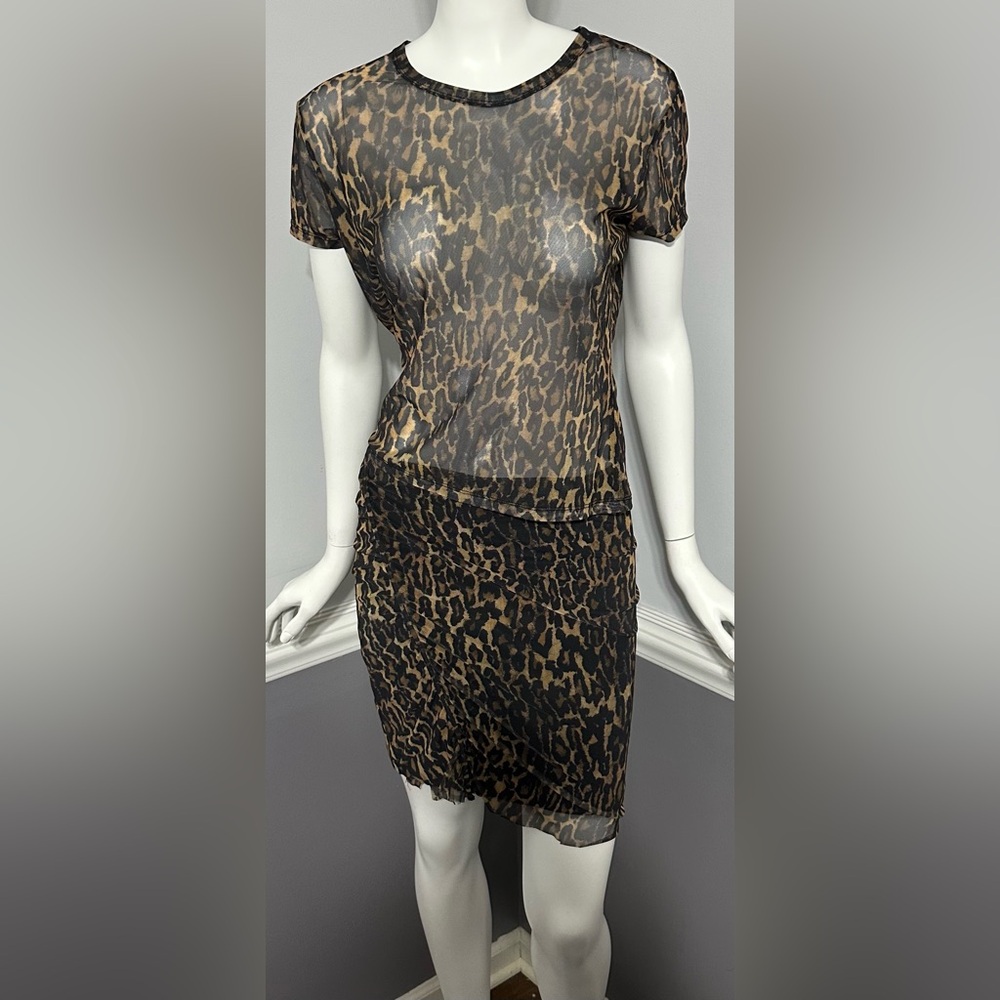 All Saints Leopard Print Ellie Mesh Tee Size 8 &‎ Nora Anita Skirt Size US 4